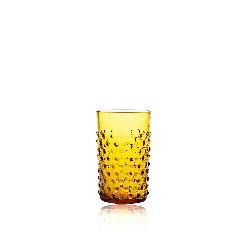 AMBER HOBNAIL TUMBLERS SET 6