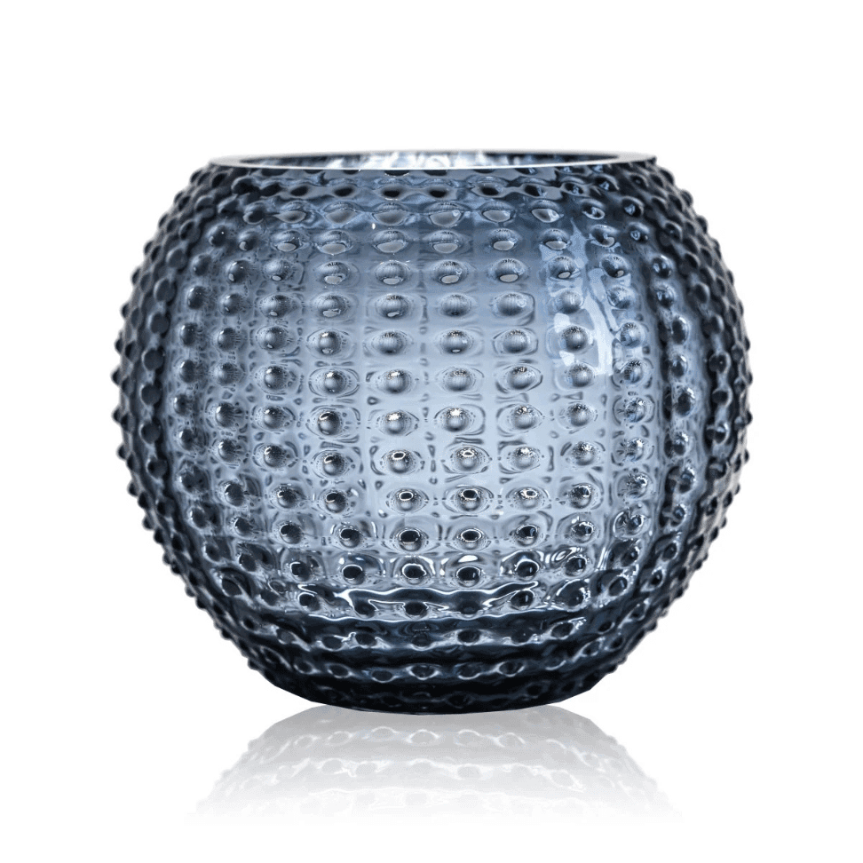 UNDERLAY BLUE SMOKE HOBNAIL LARGE ROUND VASE