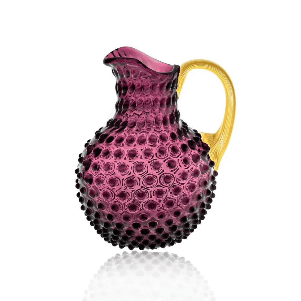 VIOLET HOBNAIL JUG WITH SHINY GOLD HANDLE