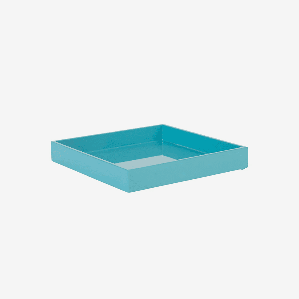 LACQUER TRAY 20X20 TURQUOISE