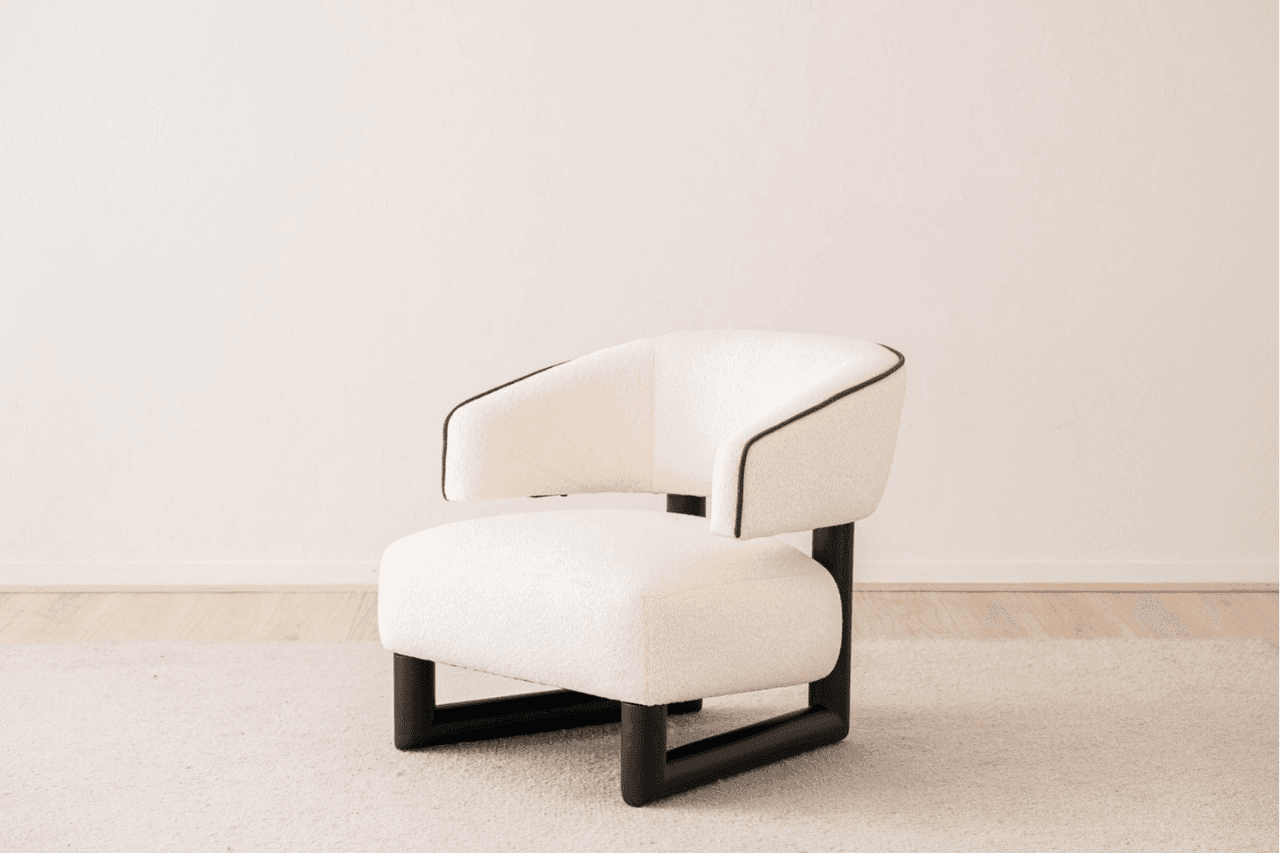 ARMCHAIR NEO. OFF WHITE & BLACK WOOD