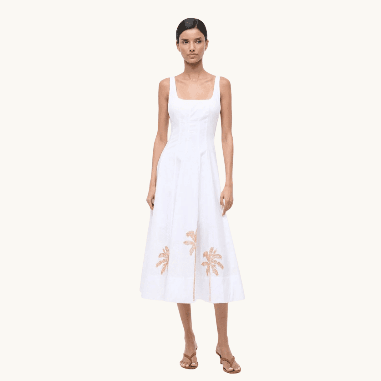 WELLS DRESS PALM EMBROIDERY